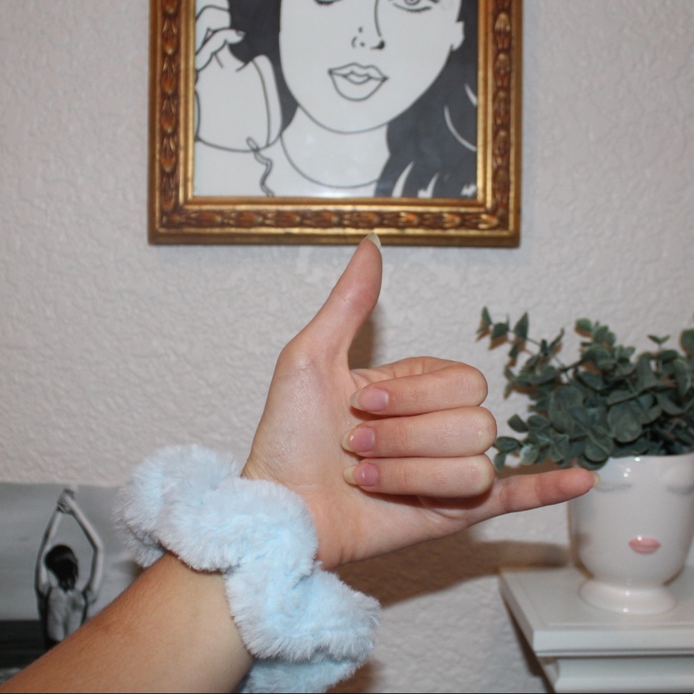 Blue Fluffy Scrunchie